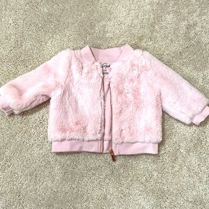 NWOT Super soft pink baby jacket with rose gold zipper.